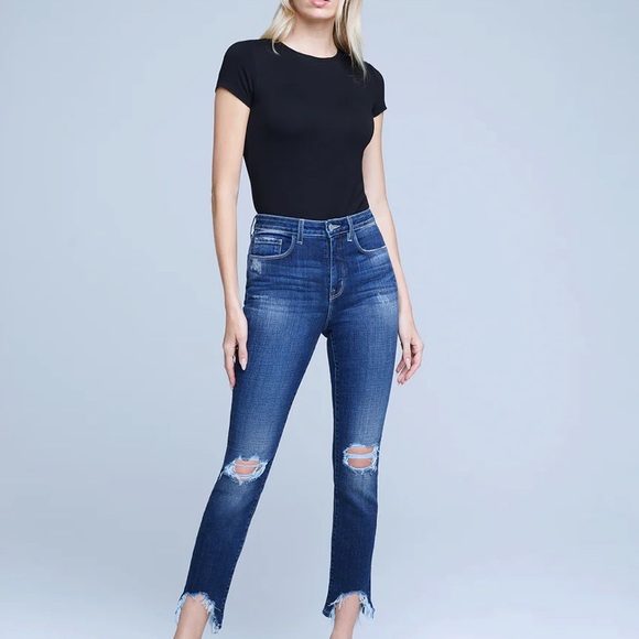 L’AGENCE Luxury Skinny Maigre High Rise Classic Vintage Distruct chic jeans - Picture 2 of 15